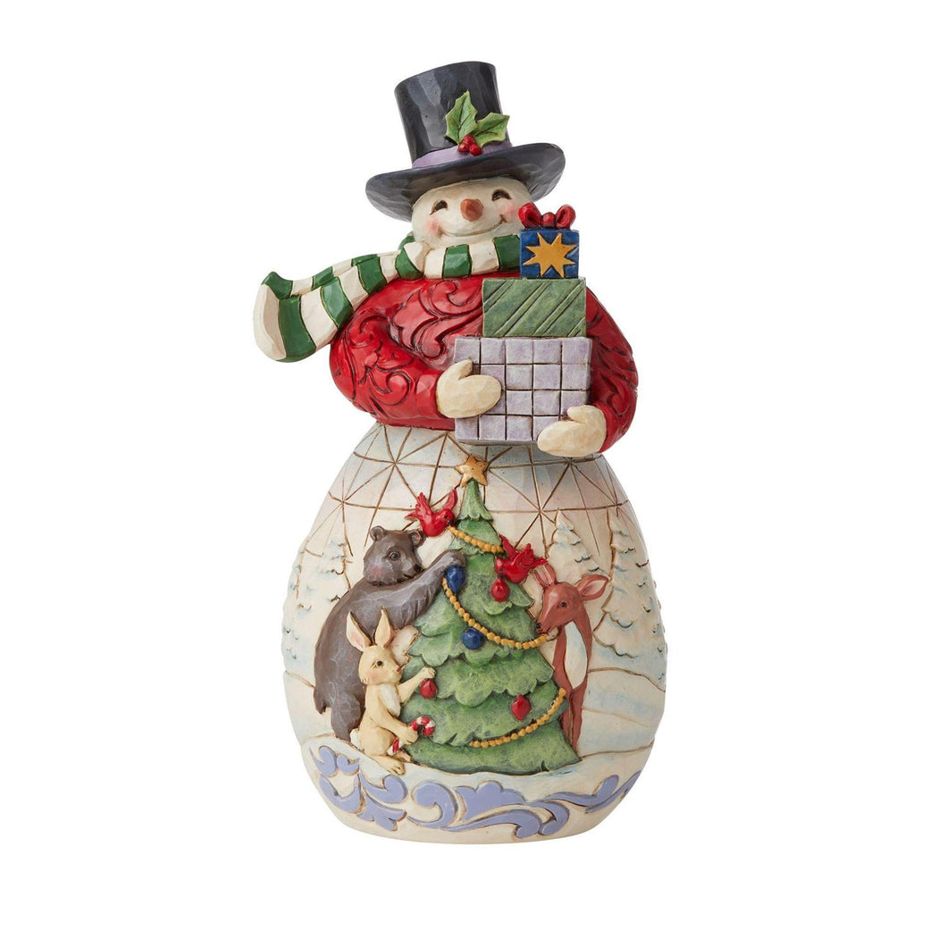 Snowman with Arms Full of Presents