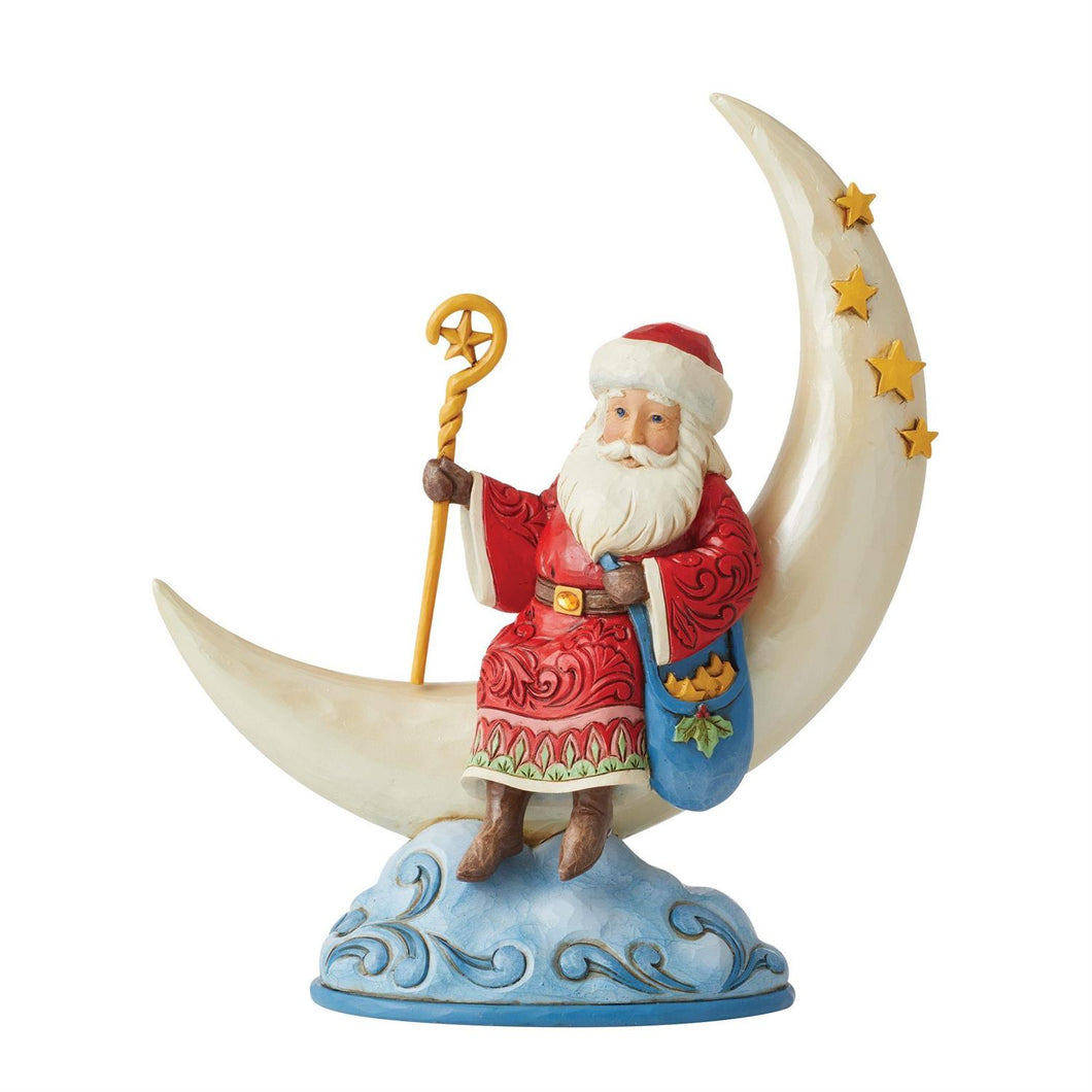 Santa Sitting on a Crescent Moon