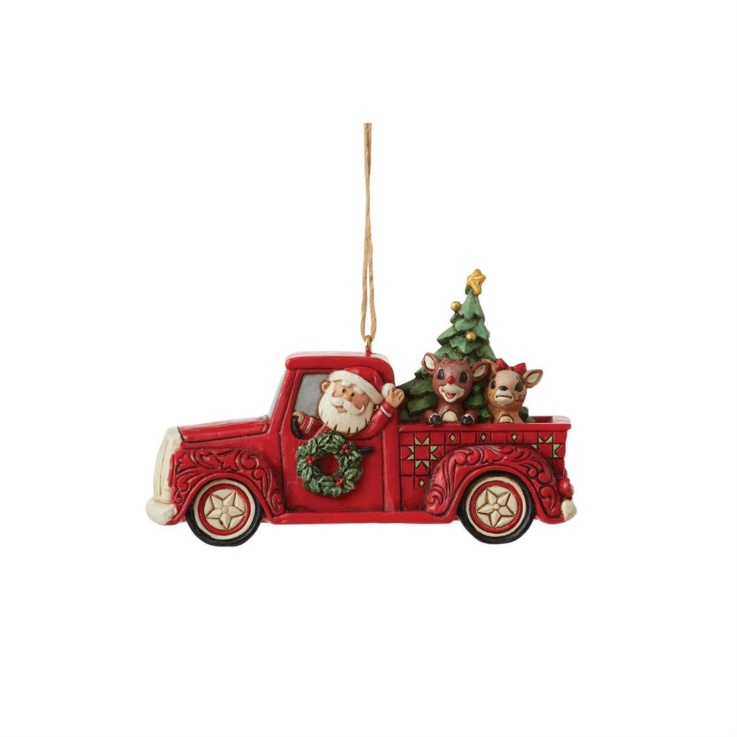 Rudolph in Truck with Santa