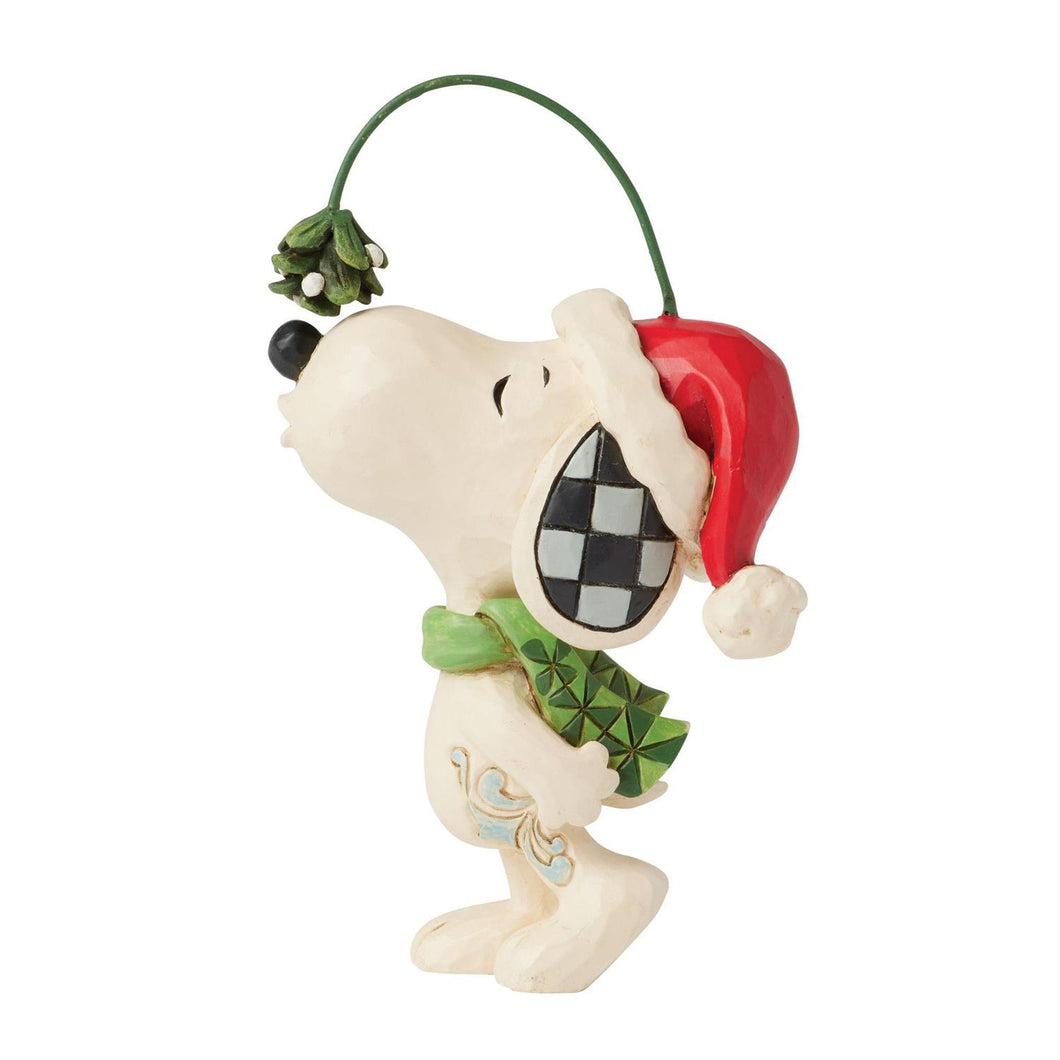 Snoopy with Christmas Hat and Mistletoe