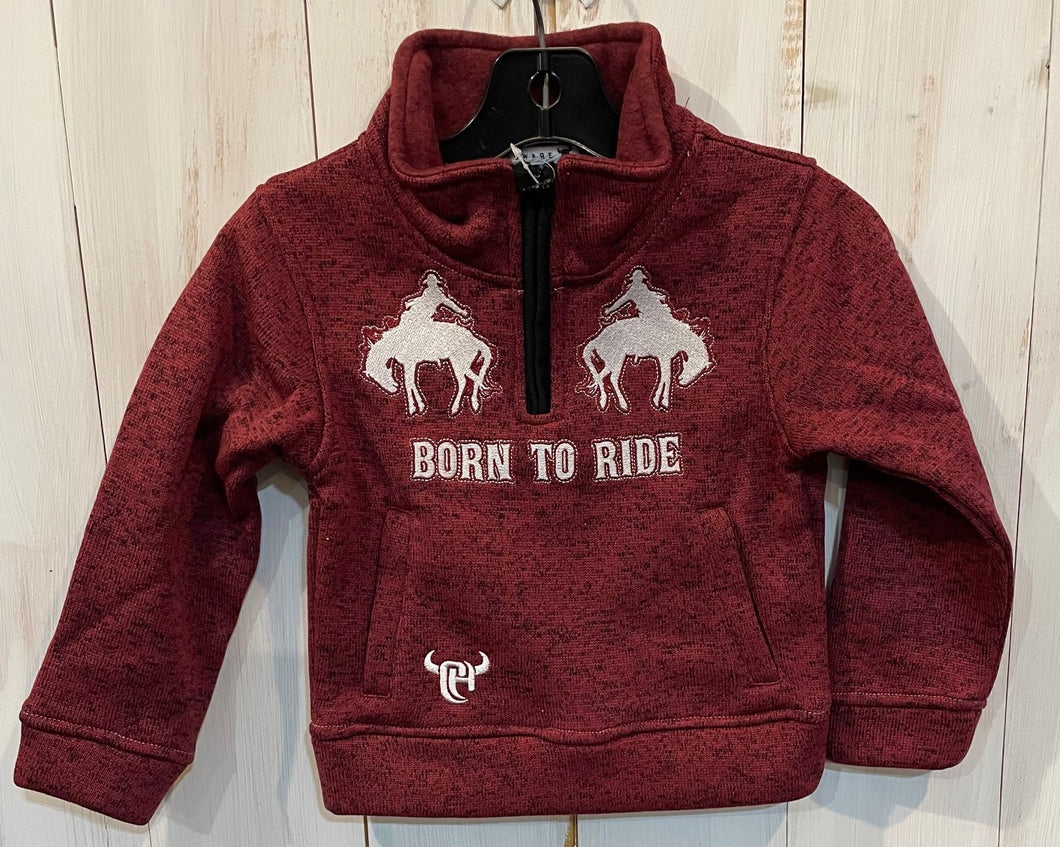 Toddler Born to Ride Pullover, Burgaundy