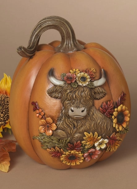 Pumpkin with Highland Cow Image 2